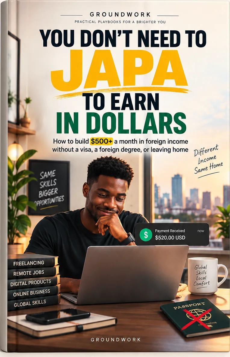 You Don't Need to Japa to Earn in Dollars, shown as a book